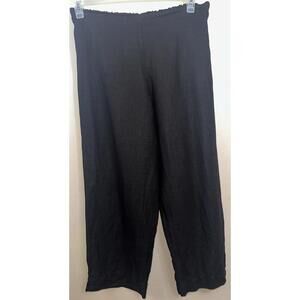Bryn Walker EUC Black Wide Leg Linen Pants Sz Medium 34” Long Elastic Back Waist